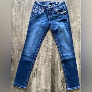 Miss Me Blue Skinny Jeans with Stretch and Faded Wash